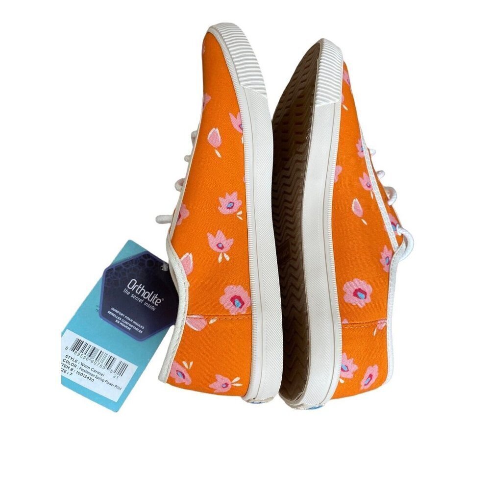 Toms Womens Carmel Persimmon‎ Spring Floral Orange Canvas Sneaker sz 7 NEW - Picture 9 of 9